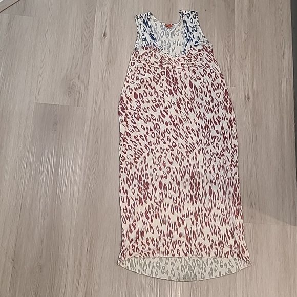 Chan Luu Animal Print Multicolor Maxi Dress Large Red Blue Green Lined Scoop - Picture 3 of 8